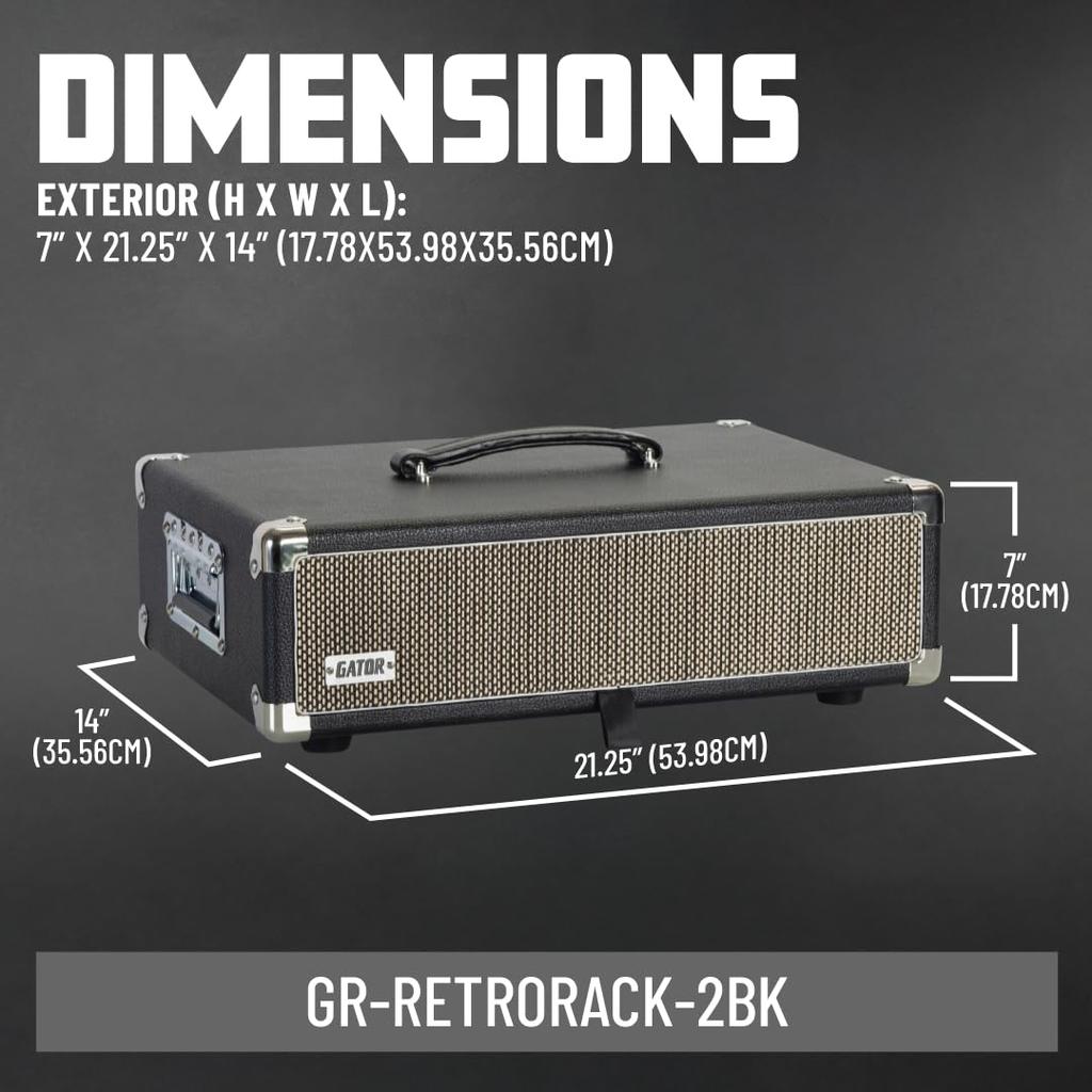GATOR Rack Case Vintage Amp Style Retro Rack Series 2U Black GR-RETRORACK-2BK (Mounting Screws/washers Included) []