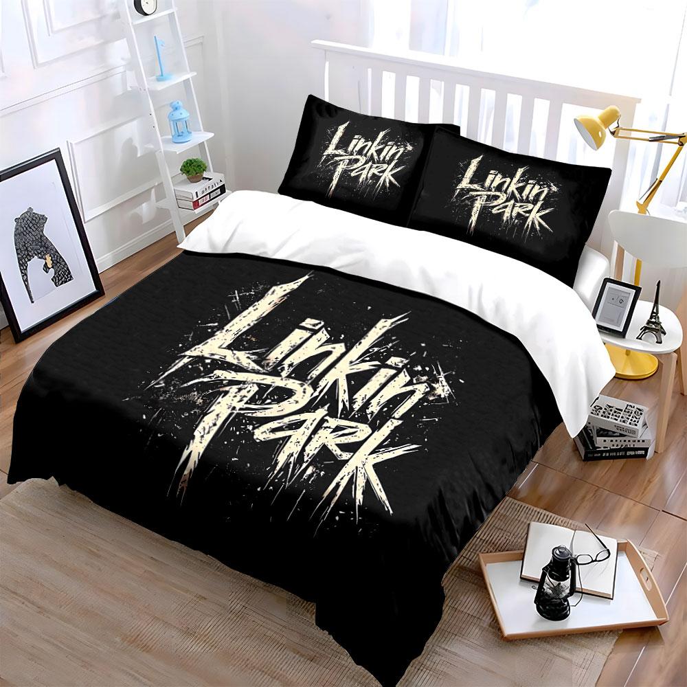 """Σετ Κλινοσκεπασμάτων Linkin Park Μαύρο""" Σετ Κλινοσκεπασμάτων Κάλυμμα Παπλώματος Κάλυμμα Παπλώματος Μαξιλαροθήκες"""  (1 * Κάλυμμα Παπλώματος 2 * Μαξιλαροθήκες, χωρίς εσωτερικό παπλώματος)
