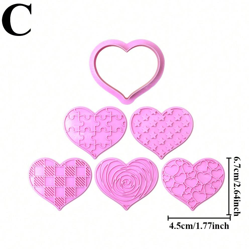 

Valentine s Day Heart Cookie Cutters 3D Embosser Set for DIY Cartoon Biscuit Molds Pressable Cookie Stamps Pastry Bakeware