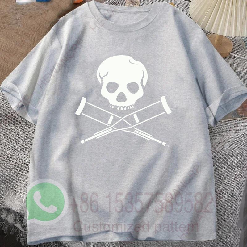 Skull Crutches TShirt Summer Mens Tracksuit Harajuku Pullover Round Neck Shortsleeved Top Cotton Sweatshirt Casual Sportswear
