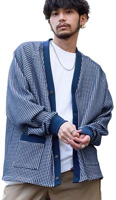 Cavalier Unisex Waffelstrick-Cardigan mit Größe Größe Marine Herrenknöpfe, Übergroß, CAJP22-04, 46(L),