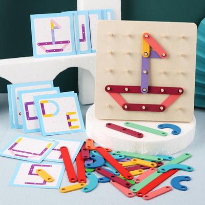 Montessori Baby Creative Toy Graphics Geometric Pegboard Puzzle with Cards Childhood Educational Toy for Preschool Kids HMM