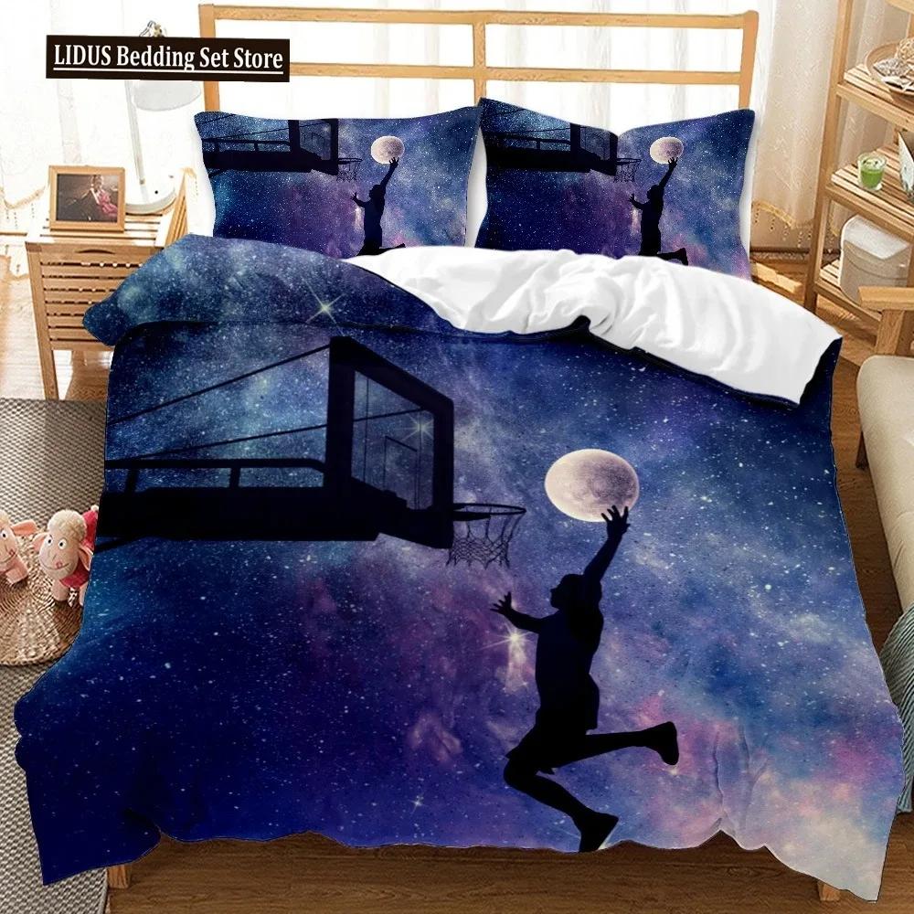 Set Copripiumino Basket Stampa 3D Pallacanestro Fuoco Freddo Luminoso Copripiumino Sportivo Per Bambini Ragazzo Ragazza Set Biancheria da Letto in Poliestere