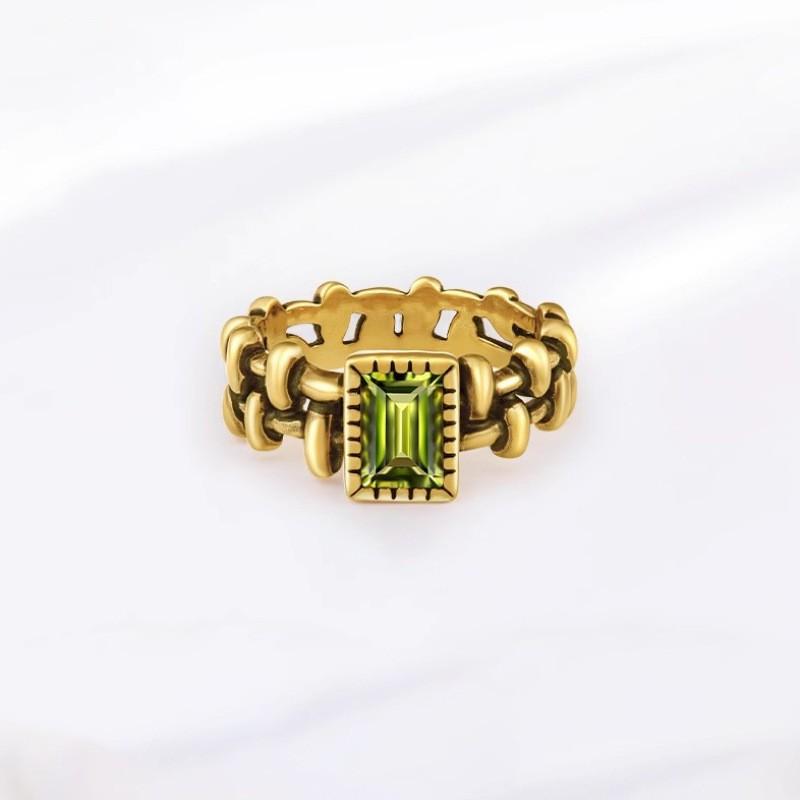 Sophisticated Antique Gold Adjustable Ring For Women With Unique Geometric Zircon Design