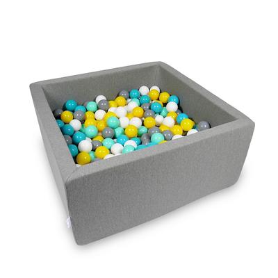 Dry Pool 90x90x40cm Gray with 400 Balls: White, Gray, Turquoise, Yellow, Mint