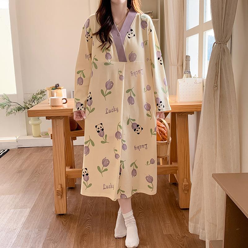 Maternity Labor and Postpartum Two-Piece Set: Summer/Autumn Nursing Gown and Inpatient Skirt for Pregnant Women