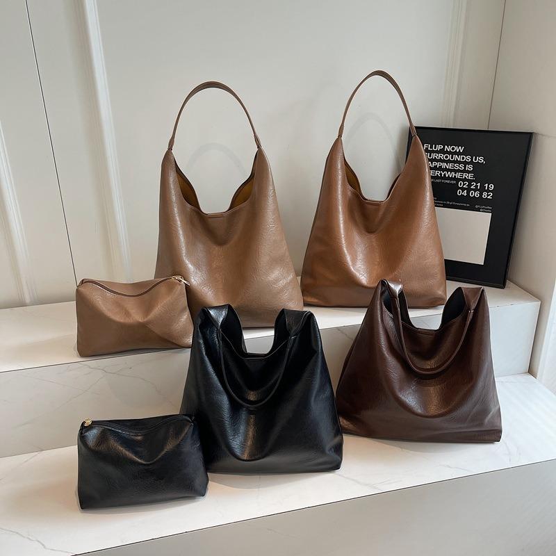 Casual soft surface retro large-capacity bag women's new autumn and winter versatile shoulder bag fashion tote bag