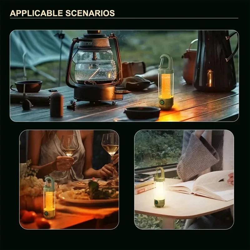 Camping Tent Lamps 1200mAh Rechargeable Outdoor Multifunctional Waterproof Portable Hanging Lantern Bright Durable Flashlight