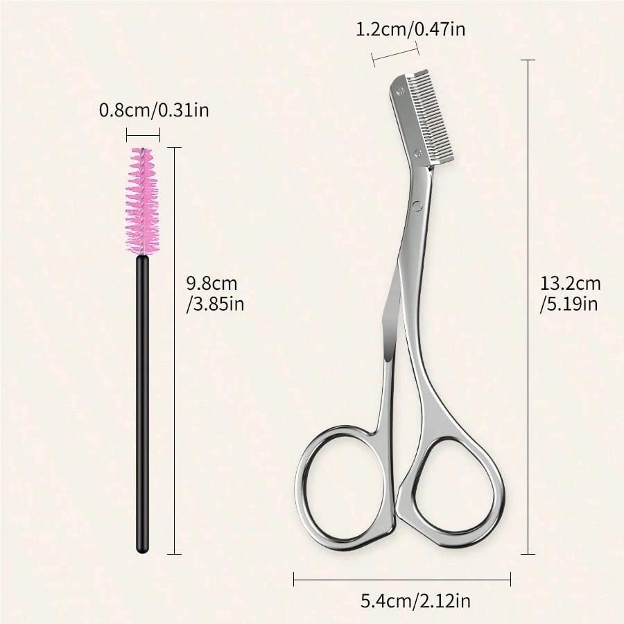 2Pcs Stainless High Quality Eyebrow Trimming Tool With Eyebrow Comb&Trimmer Eyebrow Scissors.Perfect Tools For Trimming