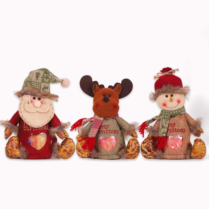 Linen Zipper Love Apple Bag Christmas Party Atmosphere Gift Bag Festival Creative Doll Candy Bag Children's Gift Bag Fun