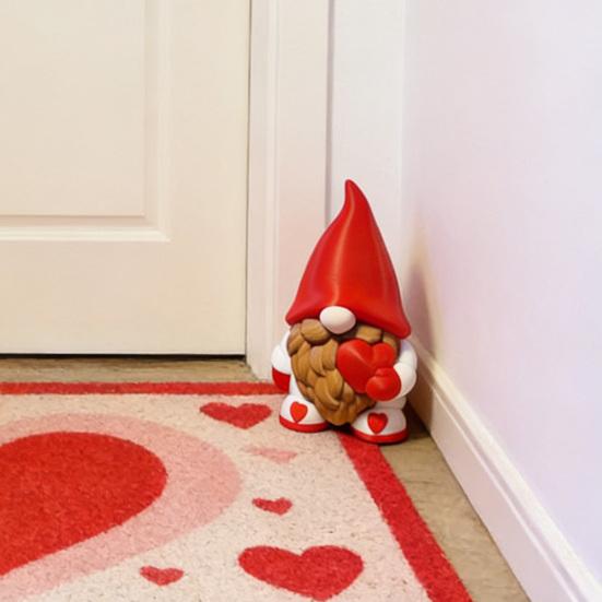 Valentine's Day Gnome Figurine 3D Printed Red Love Heart Gnome Statue for Indoor Home Table Tiered Tray Decor Romantic Gift for Him Her Wedding
