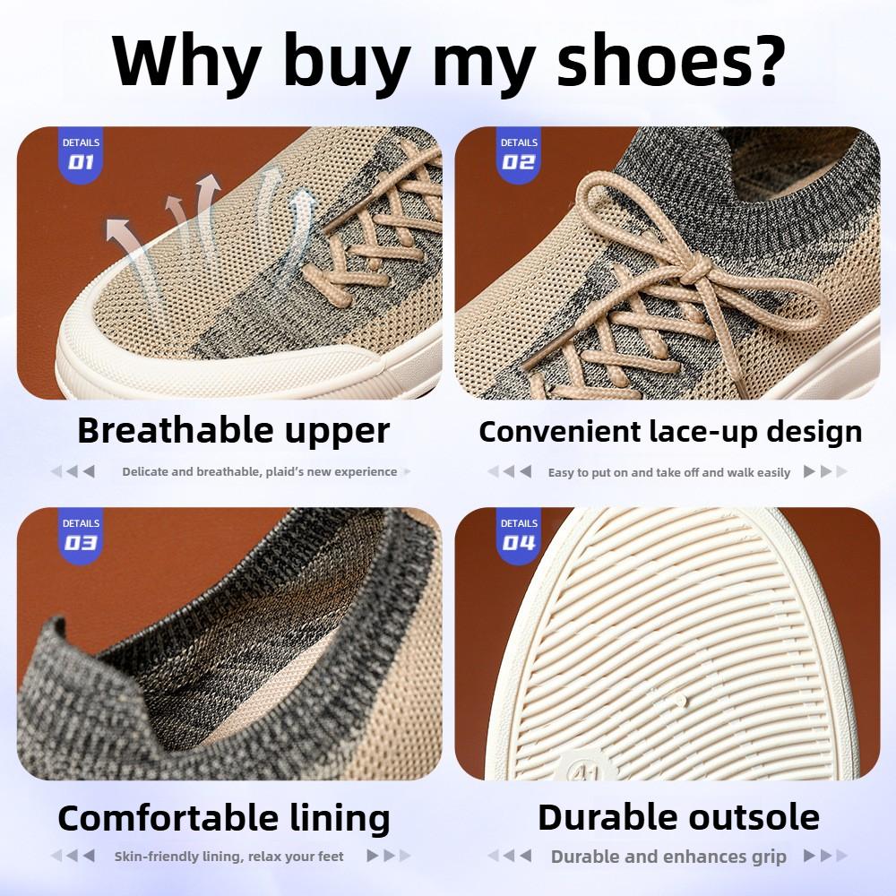 Men's Spring New Knitted Shoes Breathable Men's One Step Dad Shoes Korean Edition Soft Soled Casual Shoes Sneakers