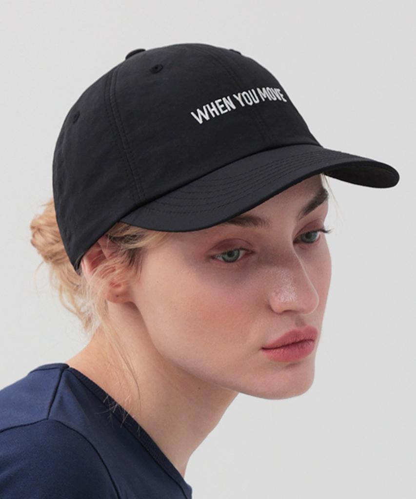 WHEN YOU MOVE Nylon Logo Embroidered Ball Cap Black