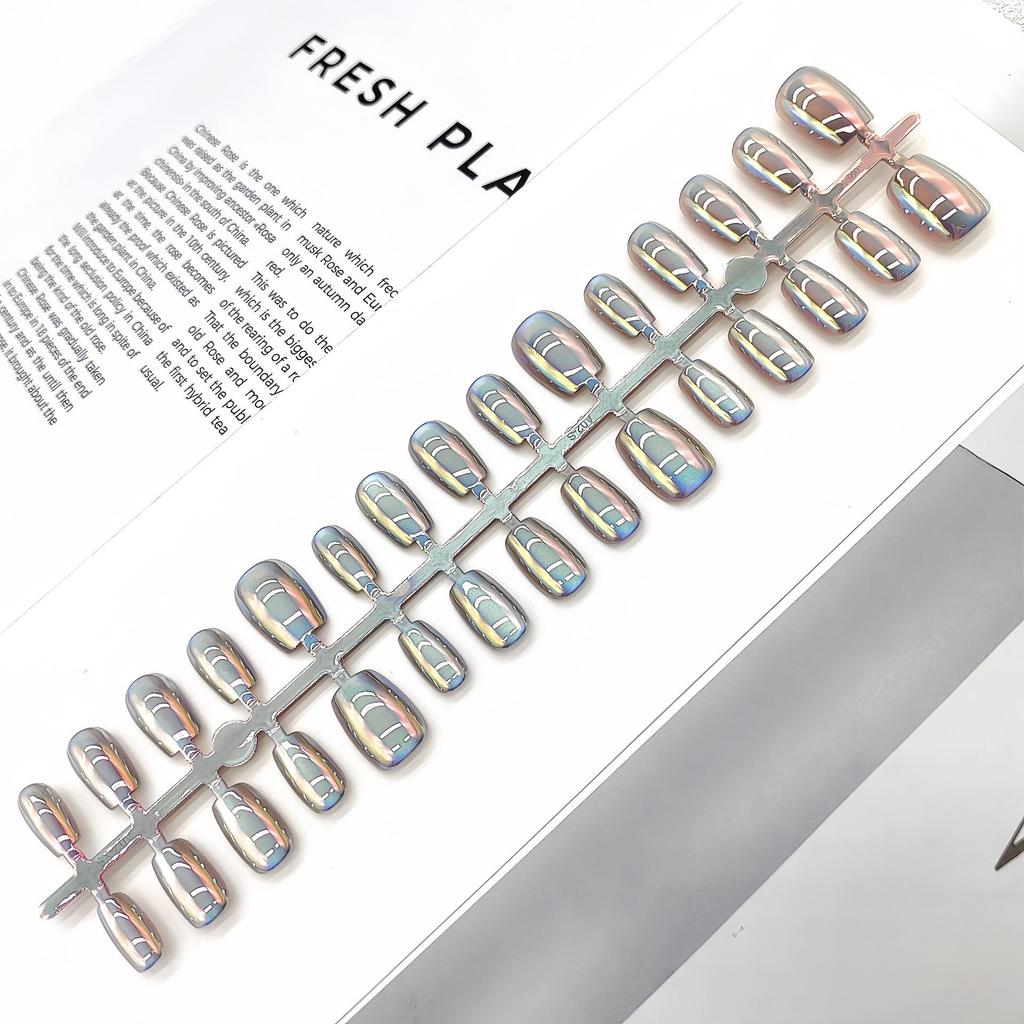 Aurora Cat-Eye Gradient Blush Electroplated Nail Tips