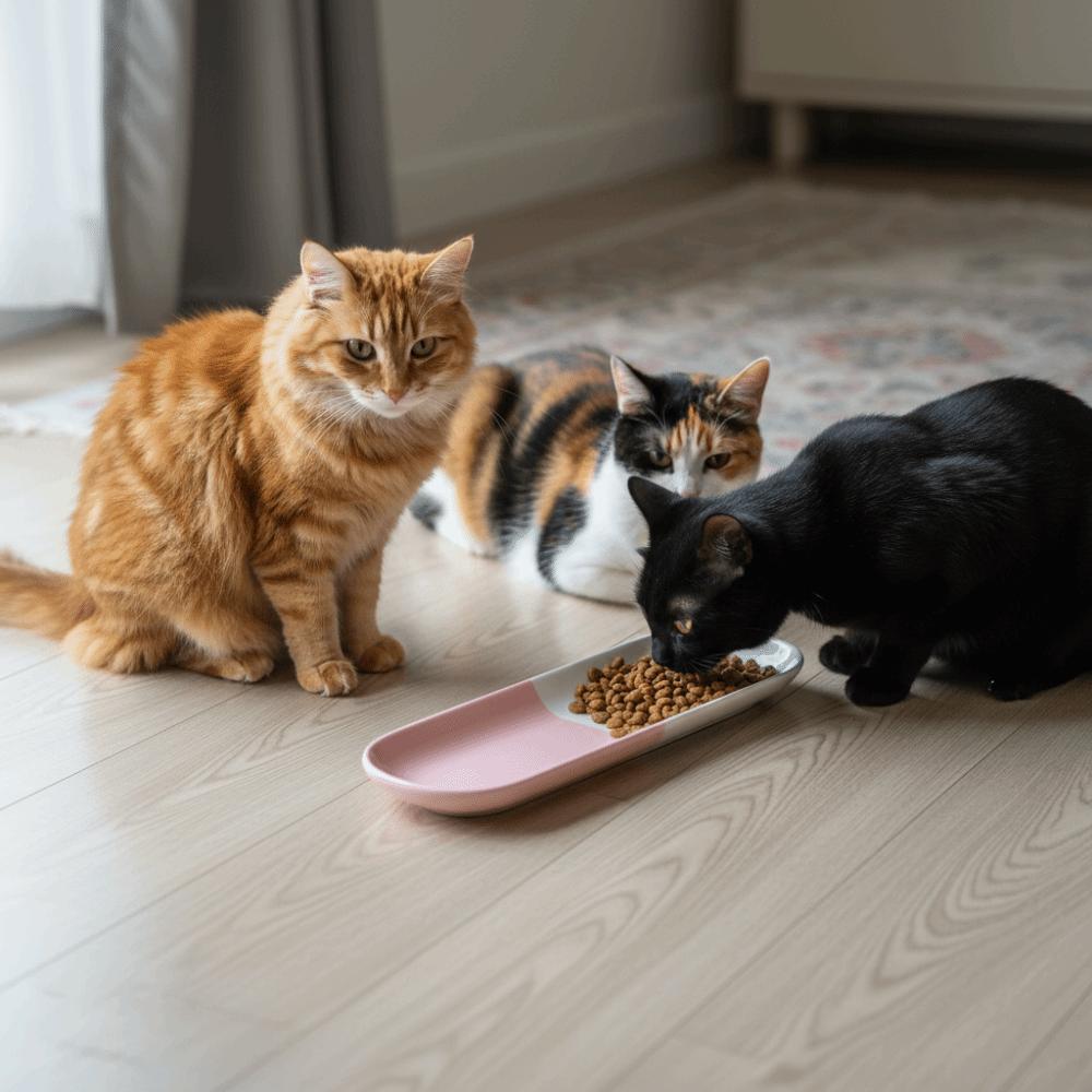 Long Multi-Cat Shared Eating Bowl Ceramic Dog Food Water Container  for Kitten/Puppy/Bunny