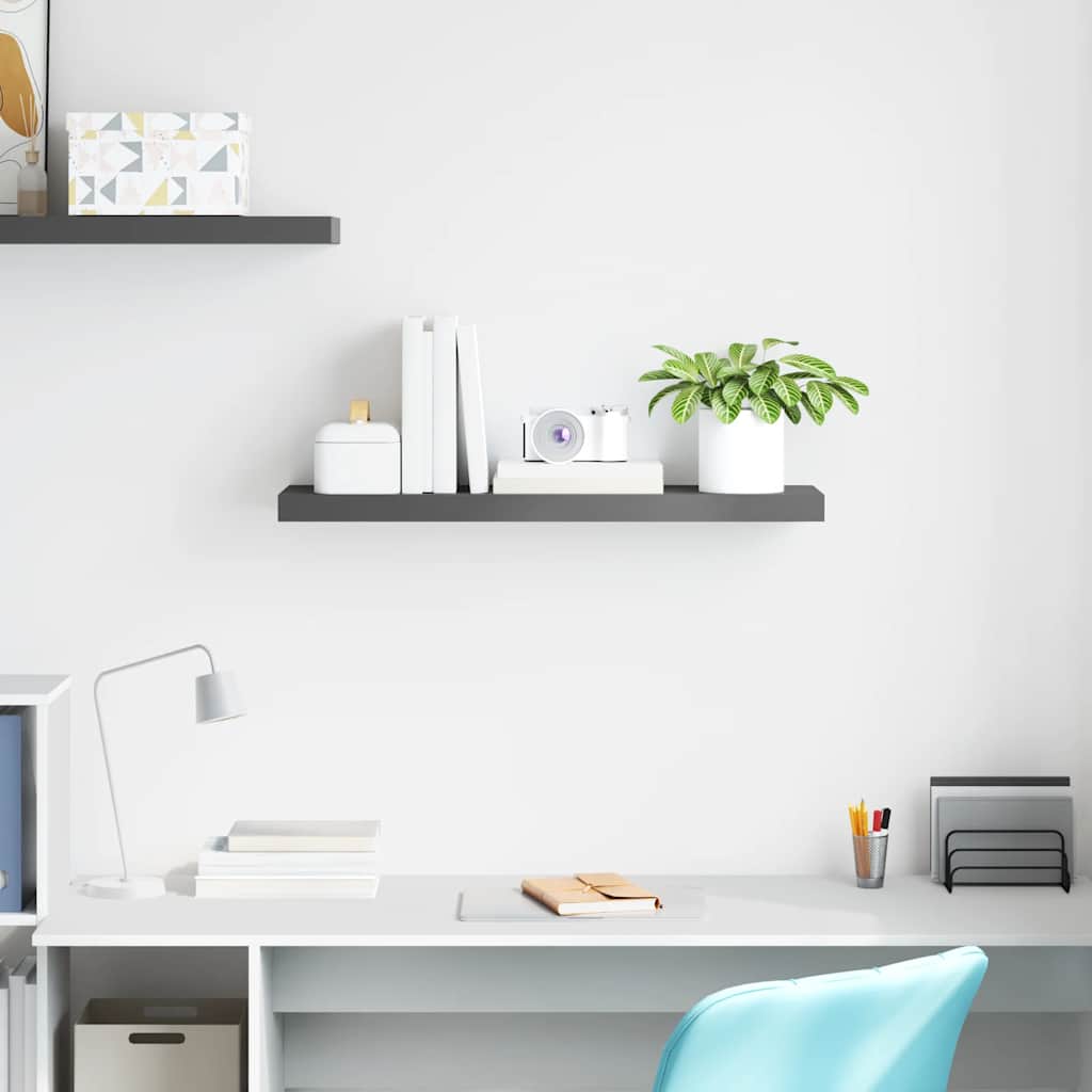 Floating Shelf High Gloss Gray 80 X 23.5 X 3.8 Cm MDF