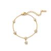 QIAOREN 13363 Gold Plated Stainless Steel CZ Star Station Bracelet Dainty Minimalist Chain Bracelet for Women