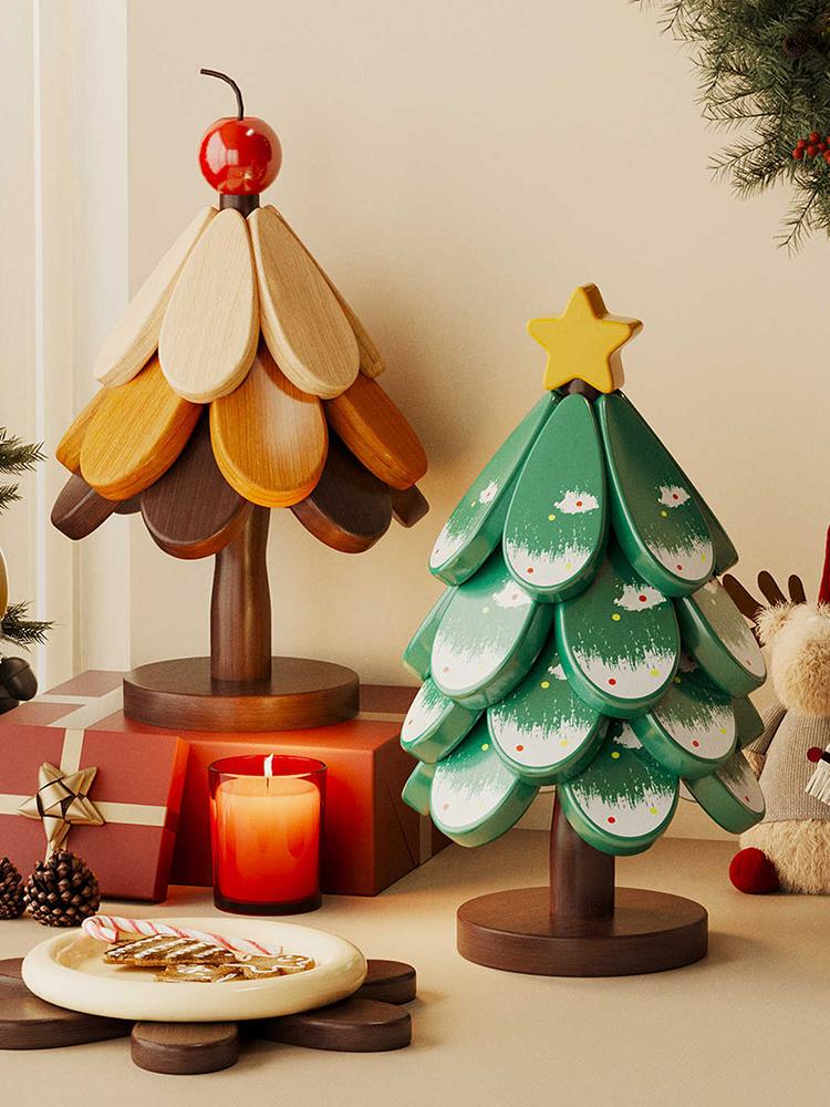 Natural Wooden Trivets for Bowls Teapots Drinks Plates Table Decor Coaster Wooden Tree Trivets for Kitchen Counter Dining Table