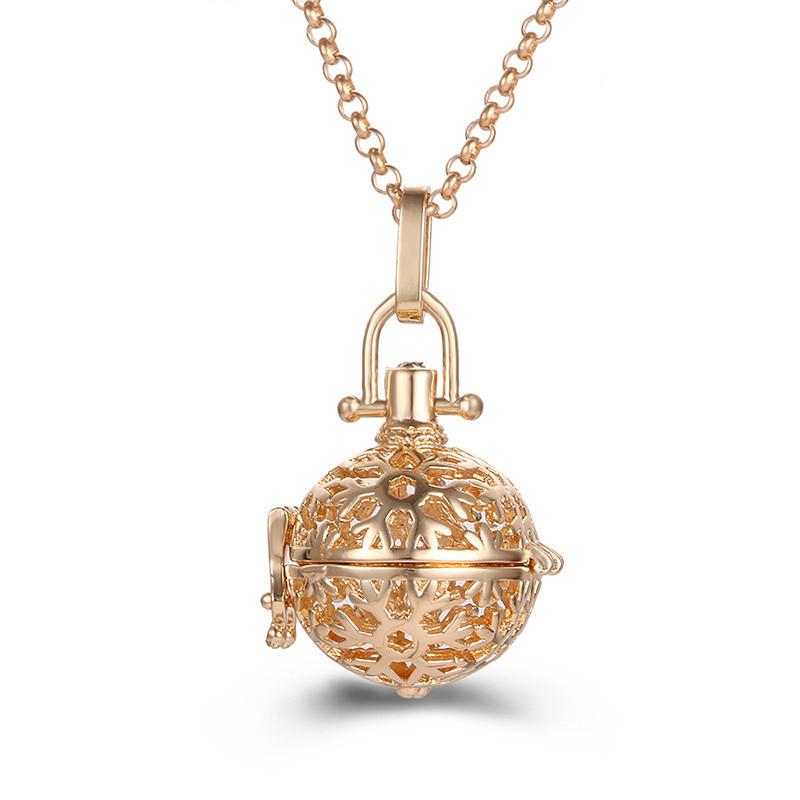 Popular Multi Styles Hollow Vintage Necklace Jewelry Music Ball Pregnancy Bell Necklace Aroma Essential Oil Locket Pendant