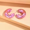 Metallic Color Acrylic Chunky C-shape Hoop Earrings for Women New Irregular Geometric Huggies Earring Glossy Jewelry