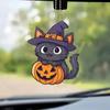 Halloween Car Rearview Mirror Charm Cartoon Bat/Cat/Ghost/Witch Acrylic Pendant 2D Flat Auto Interior Accessories for Cat Backpack Phone