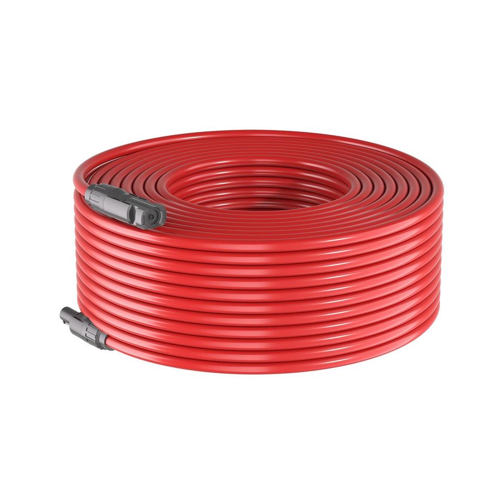 Solar Panel Extension Cable, 19.81M Black + 19.81M Red, 10 AWG (6 mm²), Solar Panel Wire with Female and Male Connectors, IP67 Waterproof PV Tinned