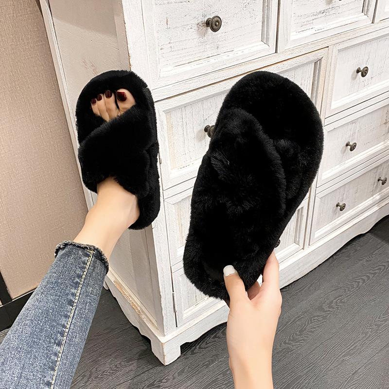 2025 New Mao Mao Slippers Women's Cross Household Thick Bottom Outer Wear Home Thermal Cotton Slippers Domestic Sales Foreign Trade Large Size