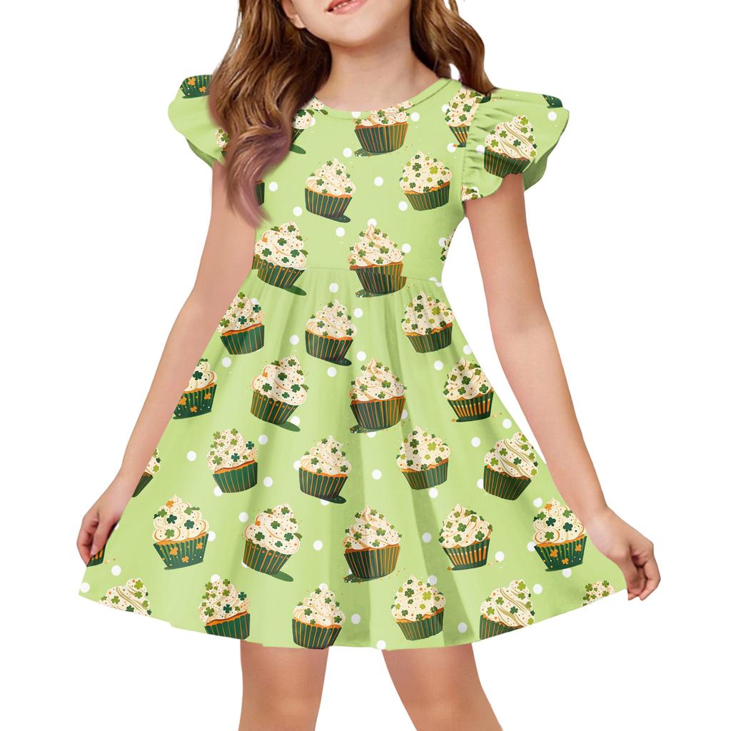Girls' Summer Princess Dress - A-Line T-Shirt Dress St. Patrick's Day