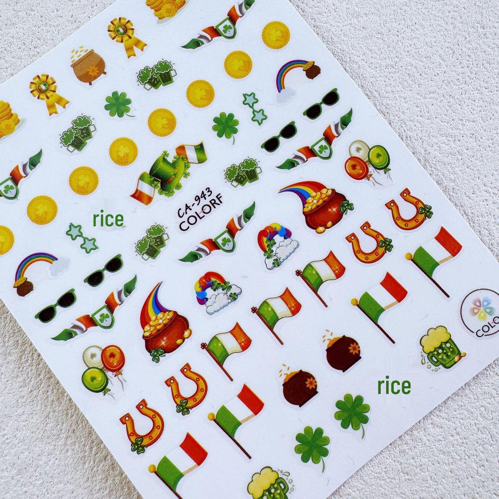 St. Patrick's Day Shamrock Four-Leaf Clover Nail Stickers - Cross-Border E-commerce Favorite