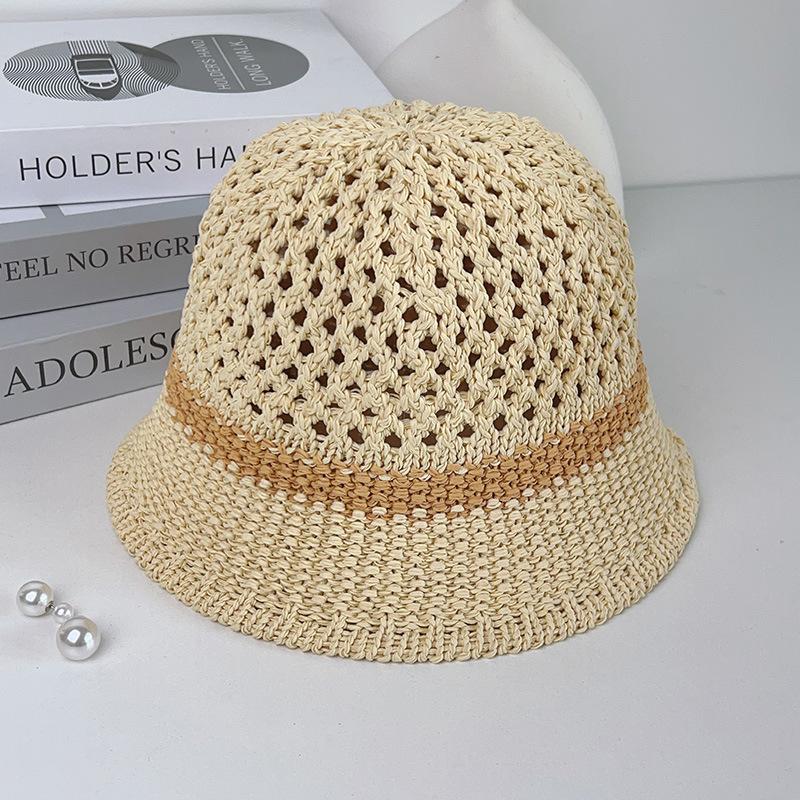 Grass Woven Hat Versatile for Women In Spring and Summer Hollowed Out Breathable Sunshade Basin Hat  Fisherman Hat