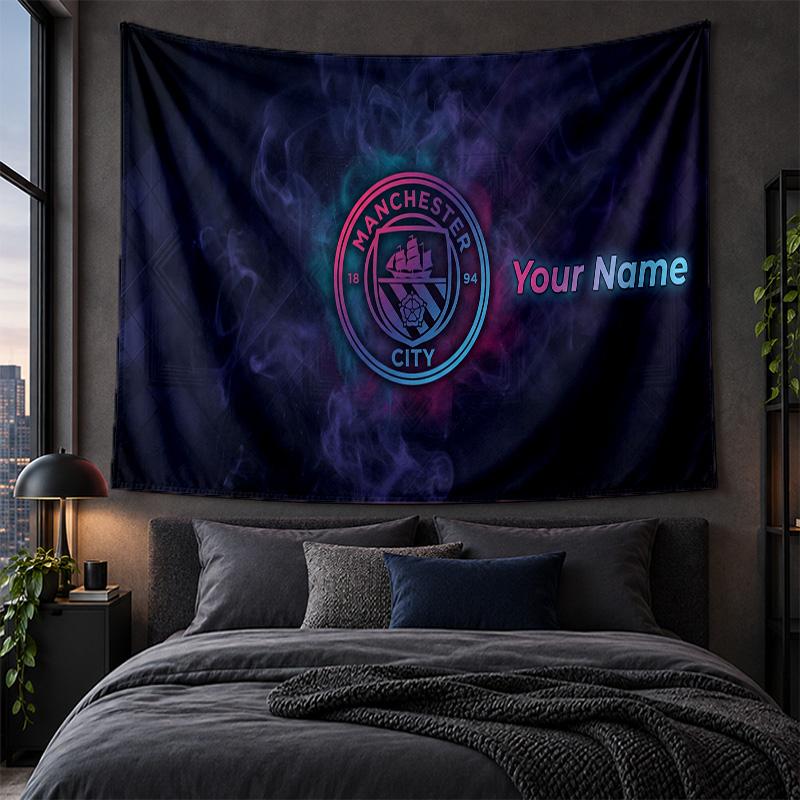 Tenture murale personnalisée Motif Manchester City Tissu de fond artistique