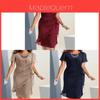 Sommer Chiffon Kleid mit Puffärmeln und Reißverschluss für Freizeitkleidung