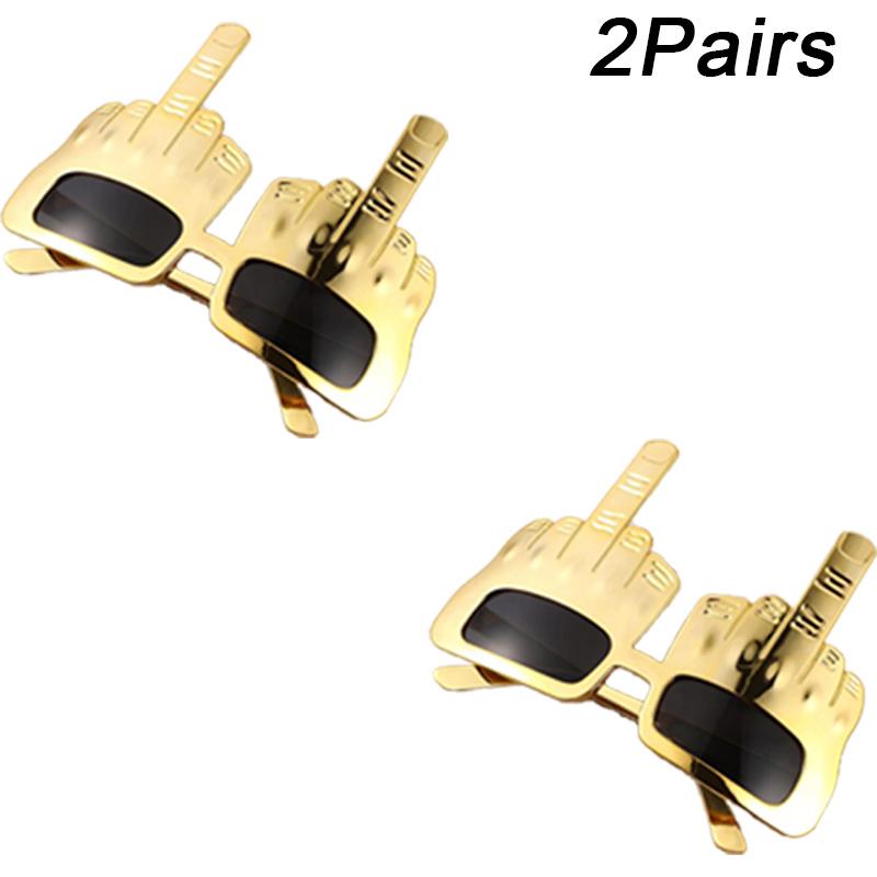 1-8 Paia Occhiali da Sole Dito Medio Dorati Forma Mano Flip Creativa Novità Accessorio per Feste Photo Booth Selfie Divertente
