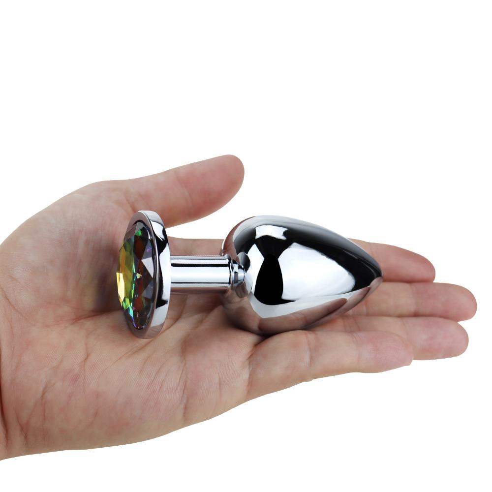 Metal Anal Plugs + Crystal Jewelry 7 Colors Small Anal Sex Toys For Women & Men Mini Round Shaped Stainless Dildo Intimate Goods