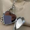 Sweet And Cool Metal Heart Keychain With Mirror Lightweight Beaded Chain Keyring Decorative Charm For Purses