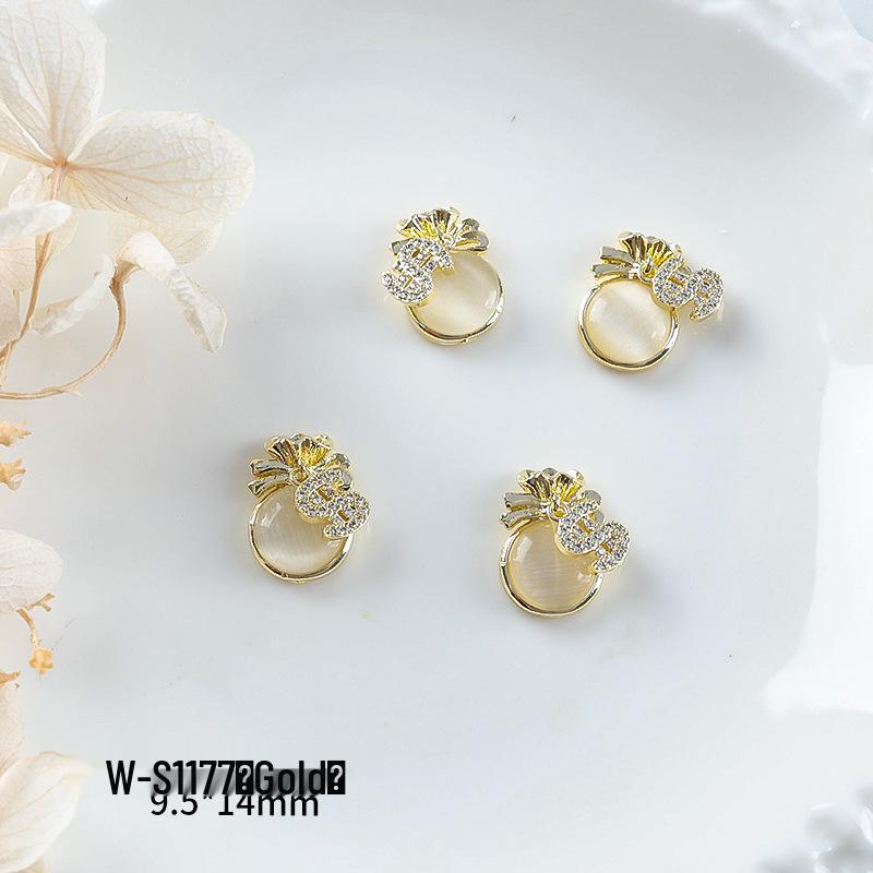 Nový rok nail art: Luxusní přívěsek Fortune Bag ze zirkonu a zlatem vykládané nositelné doplňky na nehty s kamínky