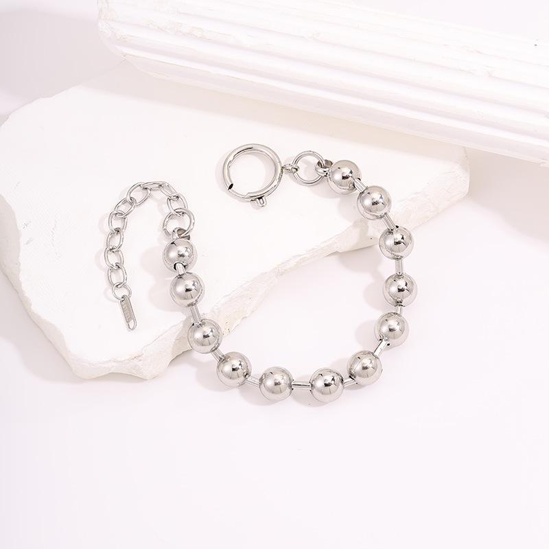 Titanium steel round bead does not fade, popular large round bead K gold , light luxury niche