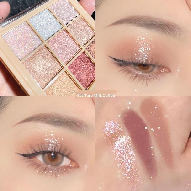 Nine-color eyeshadow disc, multi-purpose matte festival stage sequins, fine flash eyeshadow, grooming disc, makeup