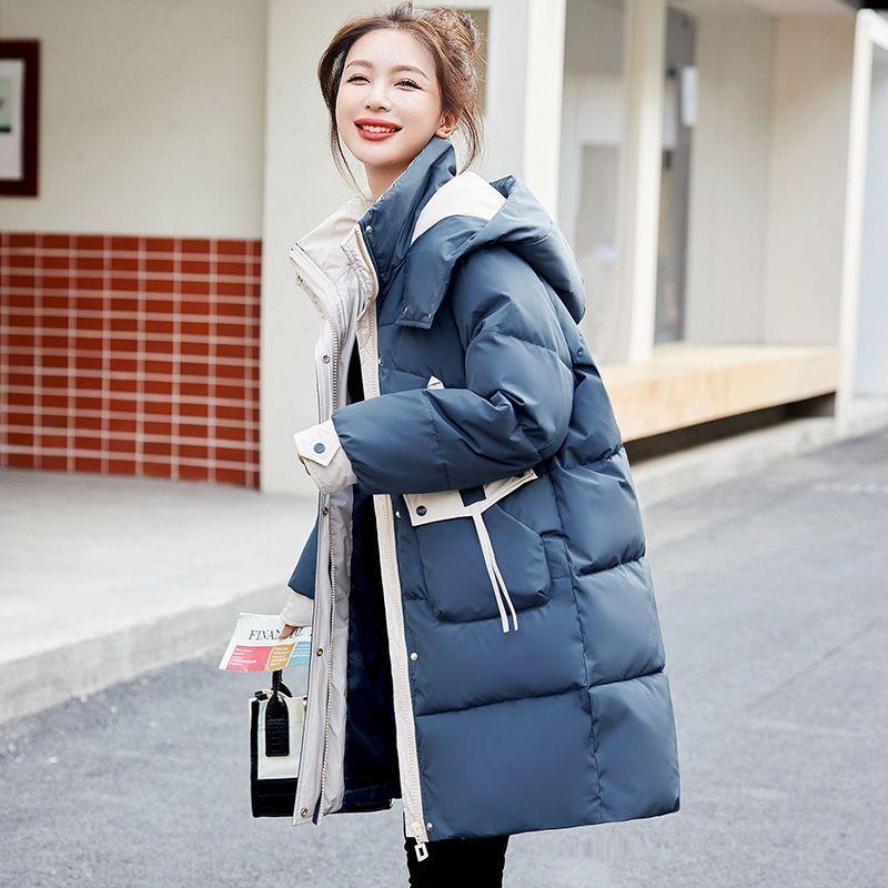 Down Coat for Women Winter Jacket Fleece Thickened Plush Hooded Loose Windproof Casual Jacket