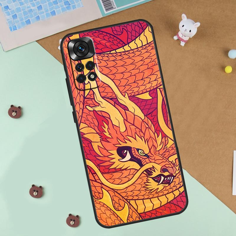 Chinese Dragon Case For Xiaomi Redmi 14C 10C 12C 13C Cover For Redmi Note 13 Pro 14 9 10 11 12 10S 11S 12S