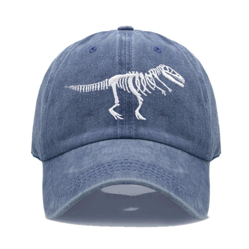 Dinosaur Skeleton Embroidered Baseball Cap for Women Men Fashion Adjustable Soft Cotton Dad Hat Unisex Classic Golf Caps