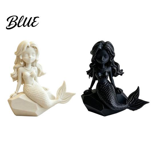 Durable 3D Printed Figurine with Action Dark Figure Decor Mermaid Gothic Style Matte Black Finish Movable Joints Moisture-proof Ornament