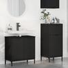 Bathroom Furniture Set with Door 2 Pcs Black Plywood and Metal