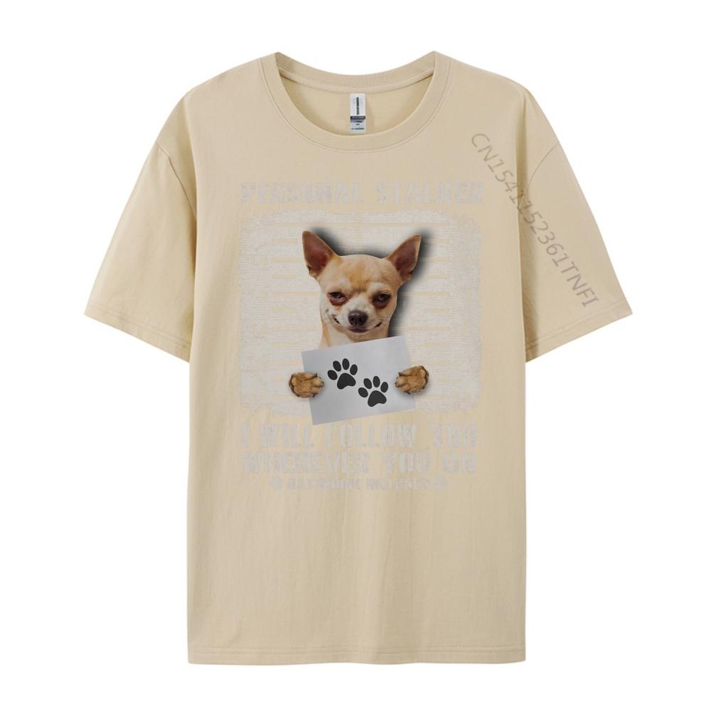 Personal Stalker Chihuahua Dog Arrested Jail Photo Graphic T Shirts Men Cotton Clothes