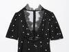 Waist-Cinching Slimming Dress: Women's European & American Style, Sexy Lace Patchwork, V-Neck Print
