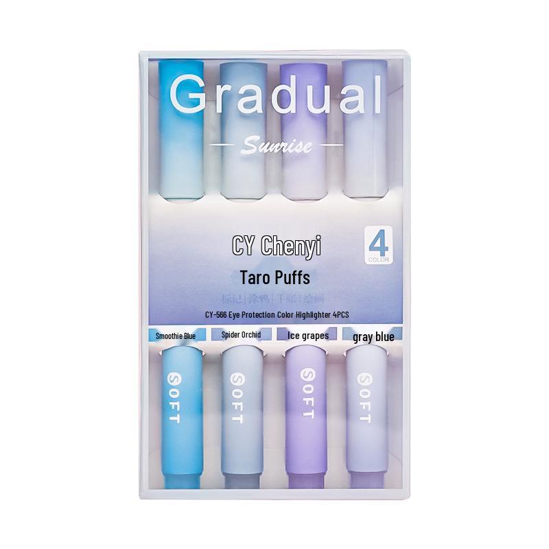 Gradient Color Highlighter - Oblique Tip, Eye-Friendly Journal Marker