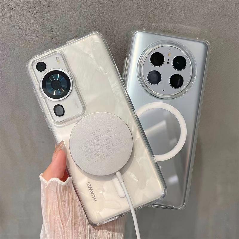 Magsafe Case for Huawei P60 Pro Clear Acrylic Shockproof Wireless Charging Phone Case for Huawei P60 Hard Bumper Shell