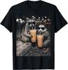 Funny Raccoon and Opossum Drinking Iced Coffee. Cute Animal T-Shirt Unisex