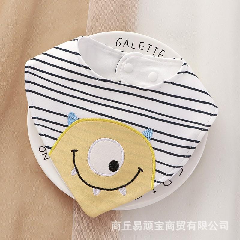 Soft Cotton Baby Bib With Snap Cartoon Animal Print Triangle Drool Towel Infants Toddlers 0-3 Years