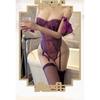 Ambiguous Spread Lingerie Women's Sexy Bow Straps Pure Desire Temptation One-word Shoulder Purple Onesie Suit